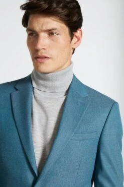 MOSS Slim Fit Teal Blue Flannel Suit: Jacket 11 MOSS Slim Fit Teal Blue Flannel Suit: Jacket -Cheap Drape Nova Store C69 071s5