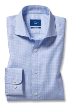 MOSS Blue Tailored Fit Sky Puppytooth Single Cuff Shirt -Cheap Drape Nova Store C84720s4
