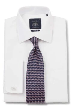 Savile Row White Herringbone NonIron Double Cuff Shirt -Cheap Drape Nova Store C98181s3