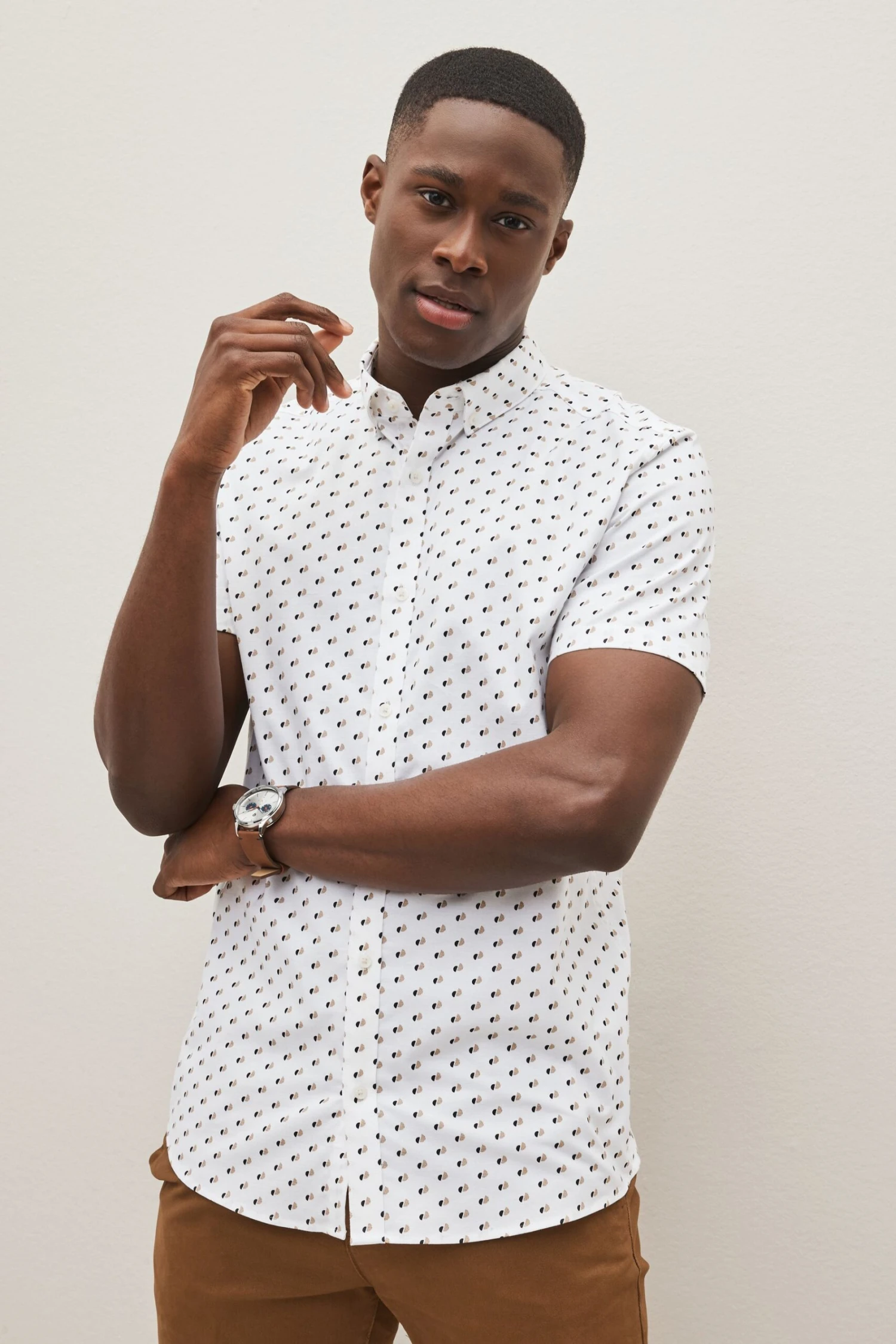 Next Stretch Oxford Printed Short Sleeve Shirt 3 Next Stretch Oxford Printed Short Sleeve Shirt