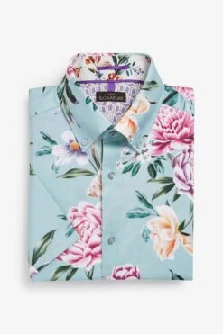 Next Sage Green Floral Signature Printed Trimmed Shirt