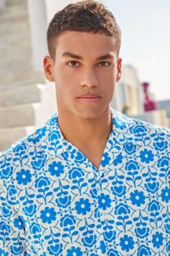 Next Floral Print Cuban Collar Short Sleeve Shirt -Cheap Drape Nova Store D32 409s3