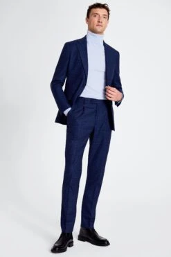 MOSS Tailored Fit Blue Suit: Jacket With Black Check -Cheap Drape Nova Store D40 315s4