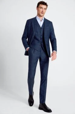 MOSS Tailored Fit Blue Suit: Jacket With Black Check -Cheap Drape Nova Store D40 315s5
