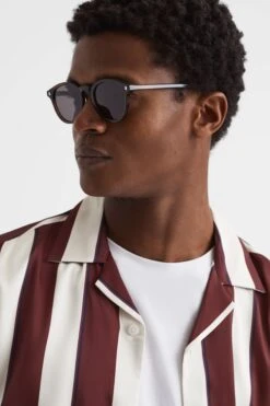 Reiss Virginia Slim Fit Cuban Collar Striped Shirt -Cheap Drape Nova Store D63 029s4