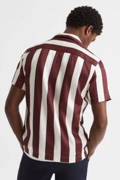 Reiss Virginia Slim Fit Cuban Collar Striped Shirt -Cheap Drape Nova Store D63 029s5