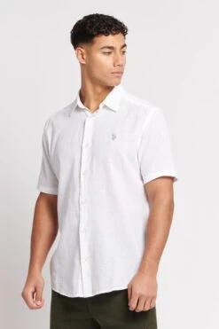 U.S. Polo Assn. Mens Linen Blend Short Sleeved Shirt
