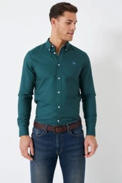 Crew Clothing Company Teal Blue Cotton Shirt -Cheap Drape Nova Store D89386s3