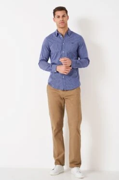 Crew Clothing Company Blue Check Print Cotton Classic Shirt
