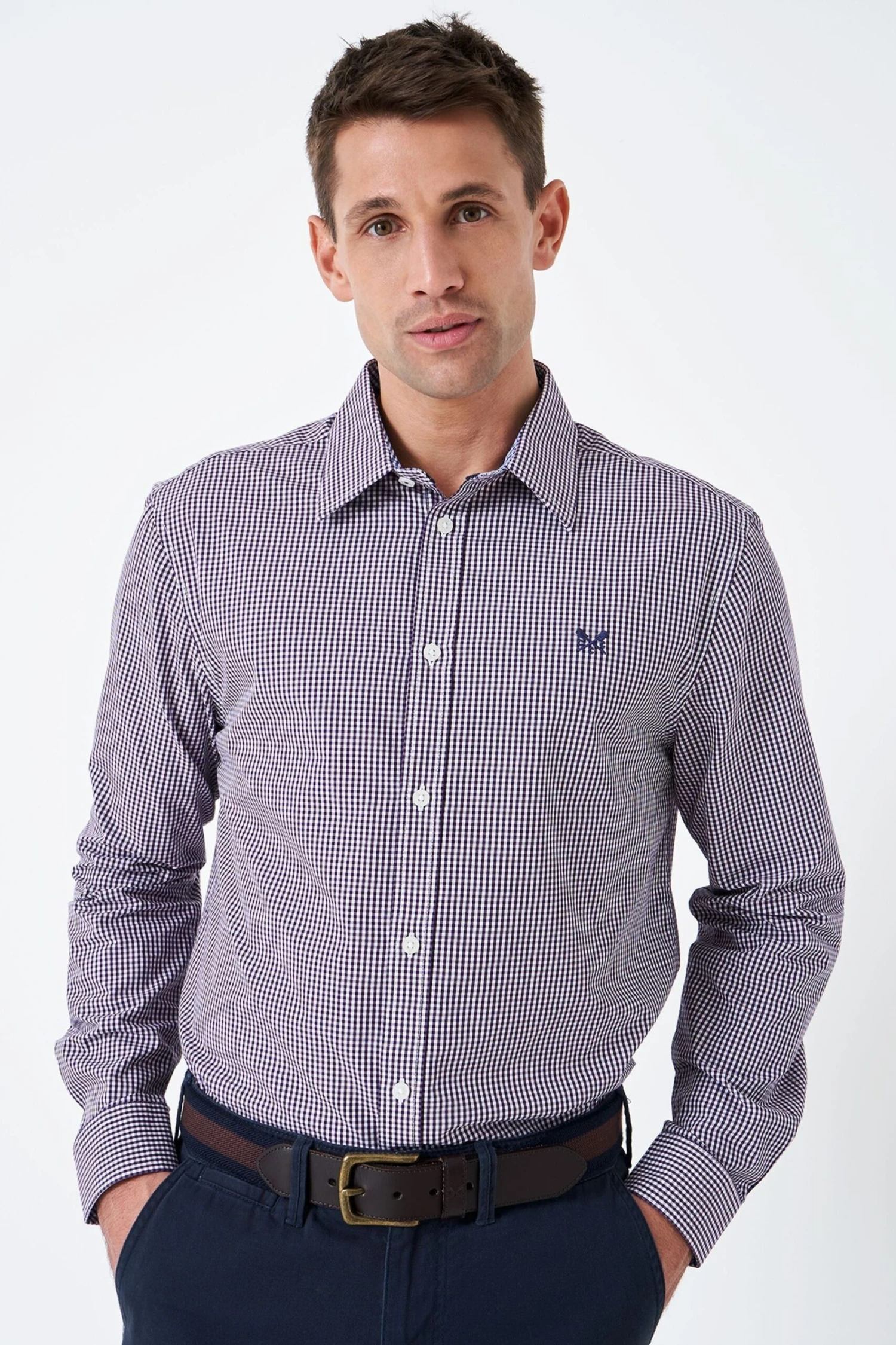 Crew Clothing Company Purple Gingham Cotton Classic Shirt 3 Crew Clothing Company Purple Gingham Cotton Classic Shirt