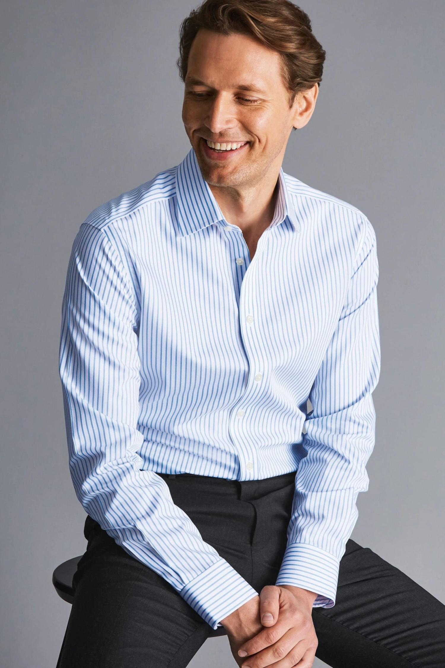 Charles Tyrwhitt Non Iron Twill Stripe Slim Fit Shirt 5 Charles Tyrwhitt Non Iron Twill Stripe Slim Fit Shirt - Image 3