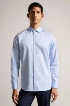 Ted Baker Blue Bellow Long Sleeve Stretch Smart Shirt