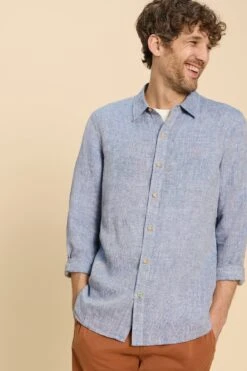 White Stuff Blue Pembroke Linen Shirt -Cheap Drape Nova Store M88143s4