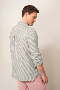 White Stuff Green Pembroke Stripe Linen Shirt -Cheap Drape Nova Store M88217s3