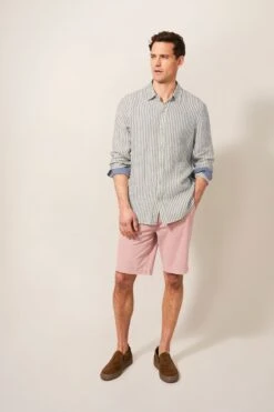 White Stuff Green Pembroke Stripe Linen Shirt -Cheap Drape Nova Store M88217s4