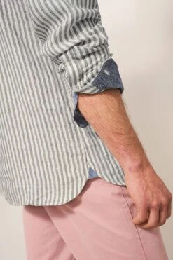 White Stuff Green Pembroke Stripe Linen Shirt -Cheap Drape Nova Store M88217s5