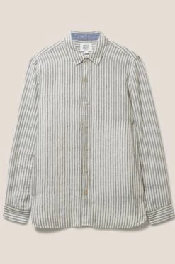 White Stuff Green Pembroke Stripe Linen Shirt -Cheap Drape Nova Store M88217s6