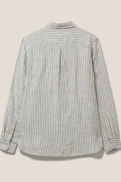 White Stuff Green Pembroke Stripe Linen Shirt -Cheap Drape Nova Store M88217s7