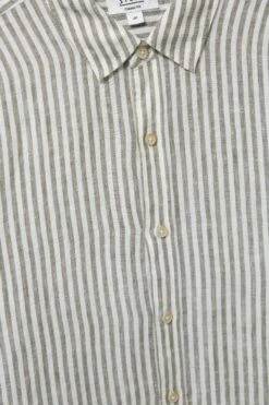 White Stuff Green Pembroke Stripe Linen Shirt -Cheap Drape Nova Store M88217s8