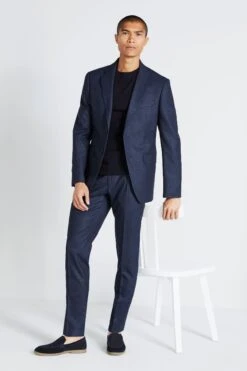 MOSS Royal Blue Slim Fit Flannel Suit: Jacket