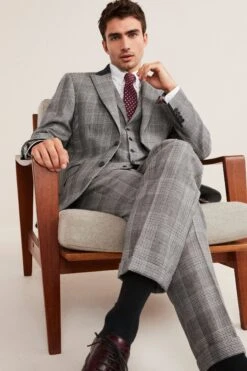 Next Grey Nova Fides Tailored Fit Check Suit: Jacket -Cheap Drape Nova Store M97 502s5