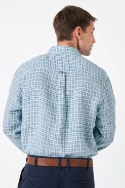 Crew Clothing CompanyMint Green Check Print Linen Classic Shirt -Cheap Drape Nova Store N41914s3