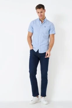 Crew Clothing Company Blue Gingham Cotton Classic Shirt -Cheap Drape Nova Store N41920s4