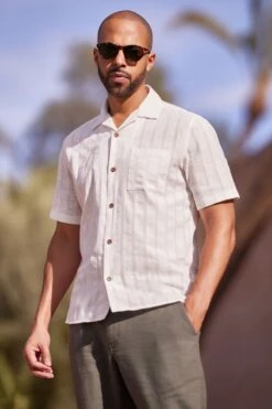 Next Seersucker Stripe Short Sleeve Shirt