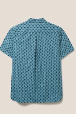 White Stuff Green Linear Fish Printed Short Sleeve Shirt -Cheap Drape Nova Store T51714s6