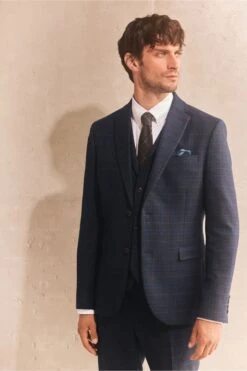 Next Navy Trimmed Check Suit: Jacket -Cheap Drape Nova Store T53 471s2