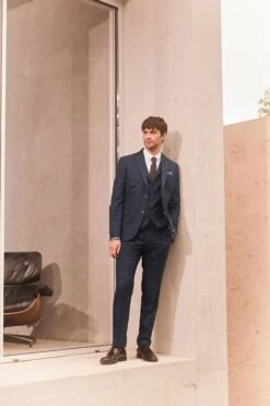 Next Navy Trimmed Check Suit: Jacket -Cheap Drape Nova Store T53 471s3