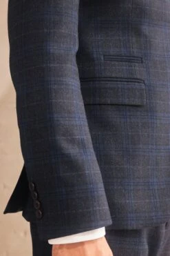 Next Navy Trimmed Check Suit: Jacket -Cheap Drape Nova Store T53 471s5