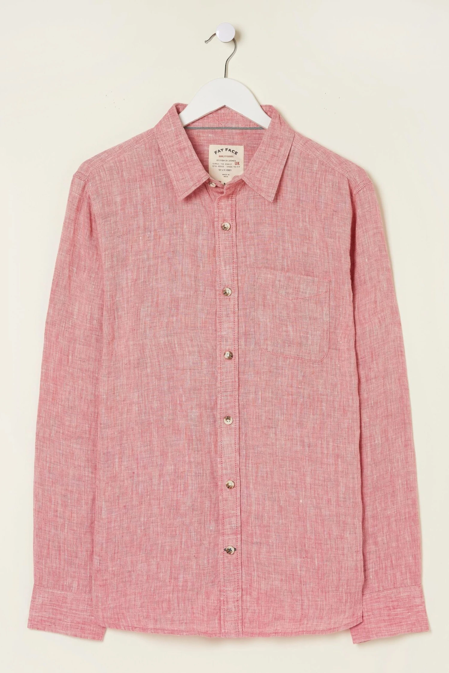 FatFace Pink Plain Linen Shirt 8 FatFace Pink Plain Linen Shirt - Image 6