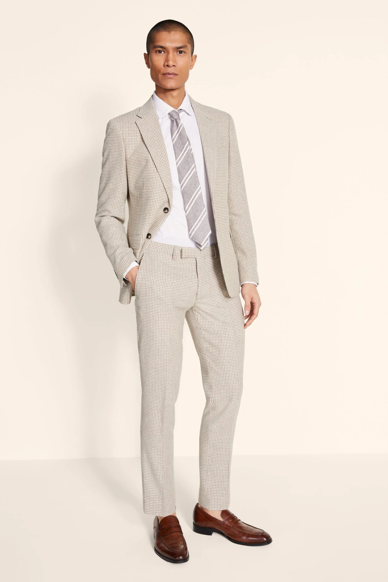 MOSS Mens Brown Slim Fit Houndstooth Suit: Jacket 6 MOSS Mens Brown Slim Fit Houndstooth Suit: Jacket - Image 4