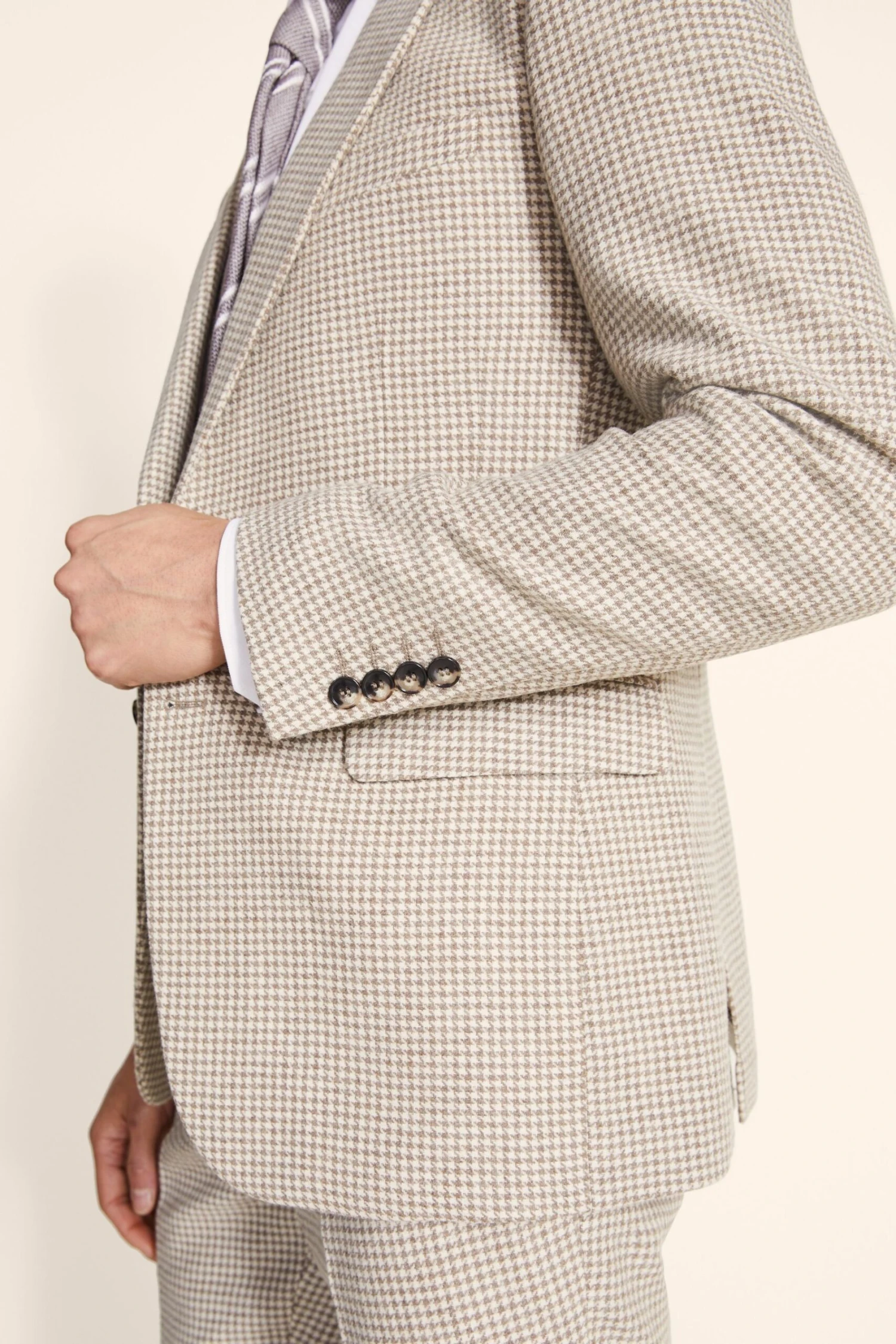 MOSS Mens Brown Slim Fit Houndstooth Suit: Jacket 7 MOSS Mens Brown Slim Fit Houndstooth Suit: Jacket - Image 5