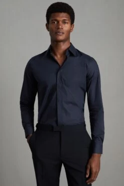 Reiss Kiana Cotton Stretch Poplin Slim Fit Shirt