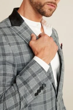 Next Light Grey Check Suit: Jacket -Cheap Drape Nova Store T79 073s5