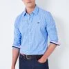 Crew Clothing Company Blue Stripe Cotton Shirt -Cheap Drape Nova Store T80485s