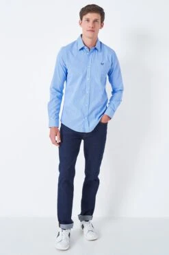 Crew Clothing Company Blue Stripe Cotton Shirt -Cheap Drape Nova Store T80485s2