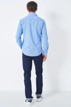 Crew Clothing Company Blue Stripe Cotton Shirt -Cheap Drape Nova Store T80485s3