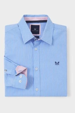 Crew Clothing Company Blue Stripe Cotton Shirt -Cheap Drape Nova Store T80485s5