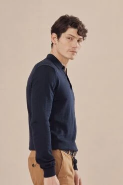 Oliver Sweeney Navy Blue Sulby Merino Wool Polo Shirt -Cheap Drape Nova Store T92711s3