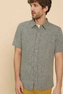 White Stuff Green Pembroke SS Linen Shirt -Cheap Drape Nova Store U09707s3