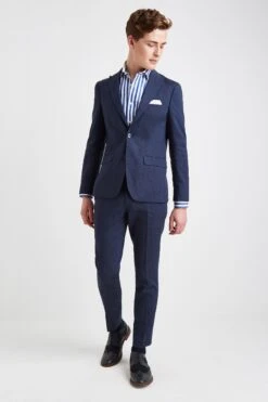 MOSS Blue Slim Fit Linen Suit: Jacket 9 MOSS Blue Slim Fit Linen Suit: Jacket -Cheap Drape Nova Store U31 944s3