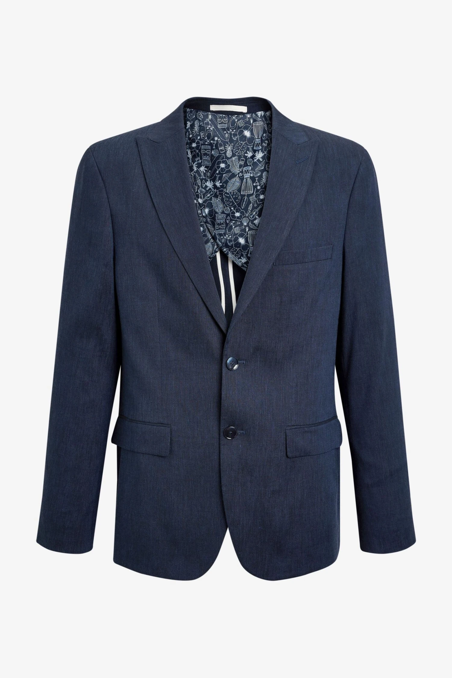 MOSS Blue Slim Fit Linen Suit: Jacket 7 MOSS Blue Slim Fit Linen Suit: Jacket - Image 5