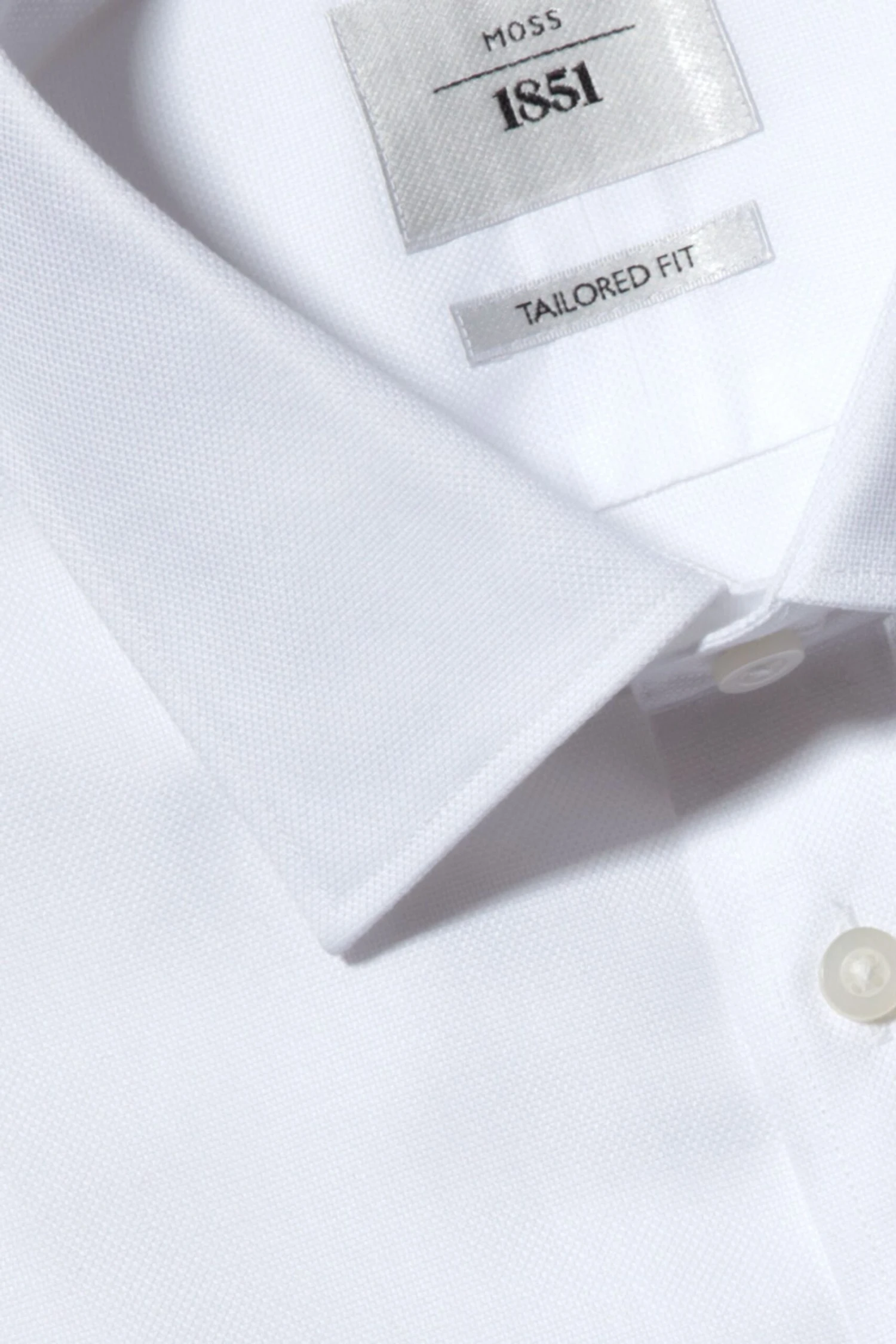MOSS Tailored Fit White Double Cuff Textured Zero Iron Shirt 7 MOSS Tailored Fit White Double Cuff Textured Zero Iron Shirt - Image 5
