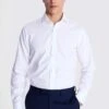 MOSS Tailored Fit White Textured Zero Iron Shirt -Cheap Drape Nova Store U32851s