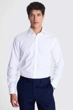 MOSS Tailored Fit White Textured Zero Iron Shirt