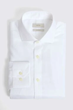 MOSS Tailored Fit White Textured Zero Iron Shirt -Cheap Drape Nova Store U32851s4