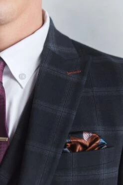 Next Navy Blue Slim Fit Flannel Check Suit: Jacket -Cheap Drape Nova Store U59 713s6